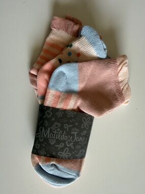 Matilda Jane Pastel Pink, Light Blue & Cream Crew Socks - 3 Pack NWT